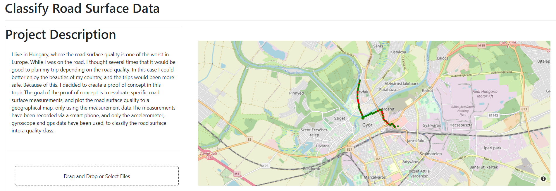 Figure 13: Screenshot from the dash application